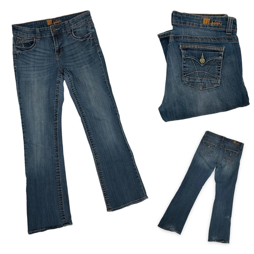 KUT from the Kloth Blue Mid Rise Boot Cut Jeans with Flap Pocket Women’s Size 10